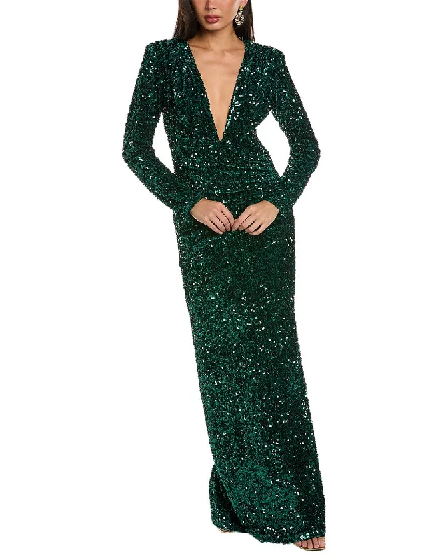 Red carpet-inspired prom dresses for glam-SHO by Tadashi Shoji Embroidered Gown