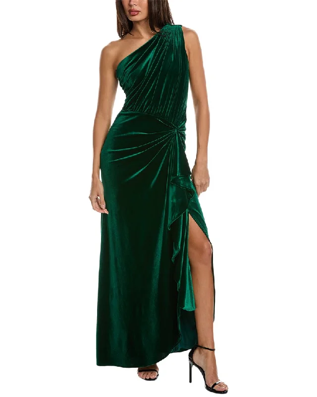Vintage-inspired prom dresses for a retro style-Tadashi Shoji Velvet One-Shoulder Gown Vintage-inspired prom dresses for a retro style-Tadashi Shoji Velvet One-Shoulder Gown