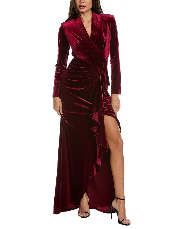 Sexy prom dresses for a daring appearance-Tadashi Shoji Velvet One-Shoulder Gown