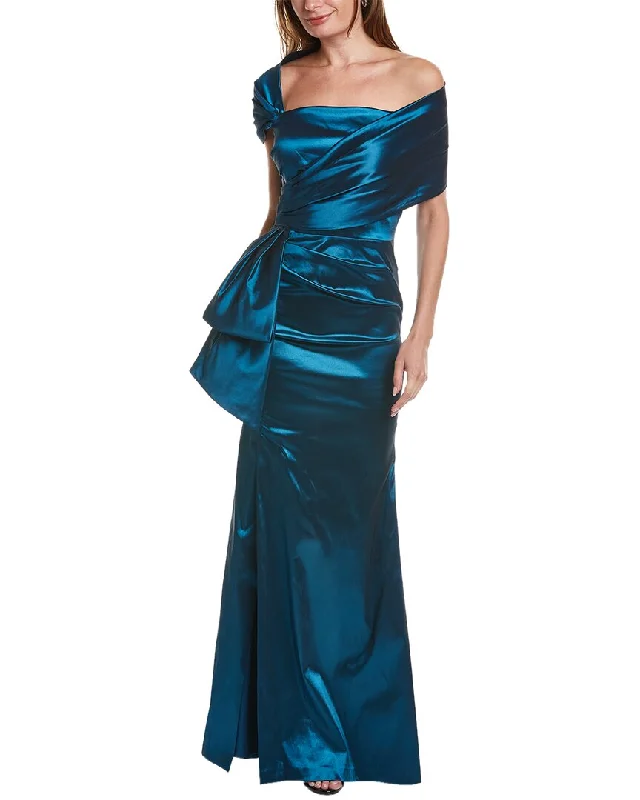 Prom dresses with tulle skirts for a fairytale look-Teri Jon by Rickie Freeman Asymmetrical Shoulder Gown