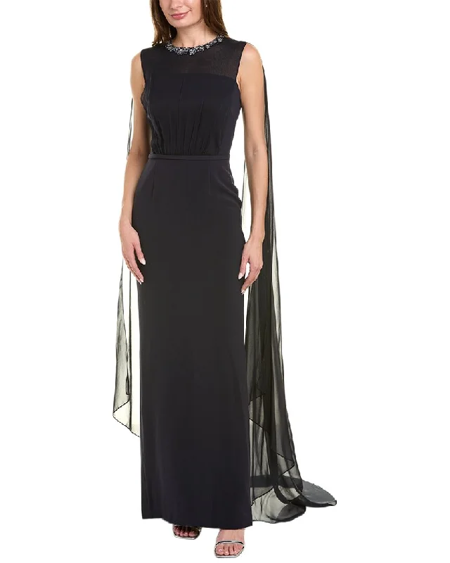 Prom dresses for short girls with heels-Teri Jon by Rickie Freeman Chiffon Silk-Trim Cape Gown Prom dresses for short girls with heels-Teri Jon by Rickie Freeman Chiffon Silk-Trim Cape Gown