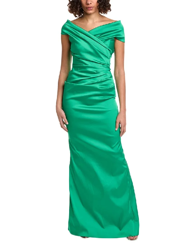 Long sleeve prom dresses for winter-Teri Jon by Rickie Freeman Off-The-Shoulder Gown