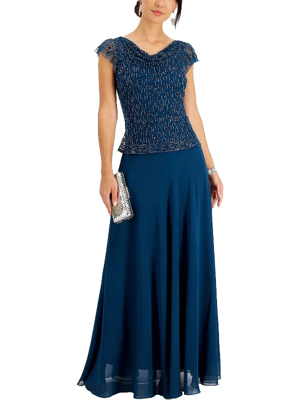 Budget-friendly prom dresses for high school students-Womens Beaded Maxi Evening Dress Budget-friendly prom dresses for high school students-Womens Beaded Maxi Evening Dress