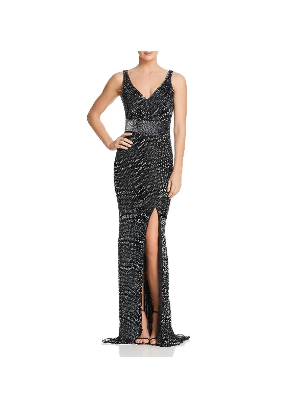 How to find prom dresses with custom designs-Womens Beaded Sleeveless Formal Dress