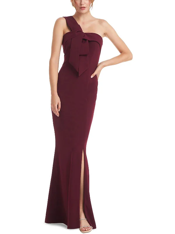 Prom dresses with open back details-Womens Bow Maxi Evening Dress
