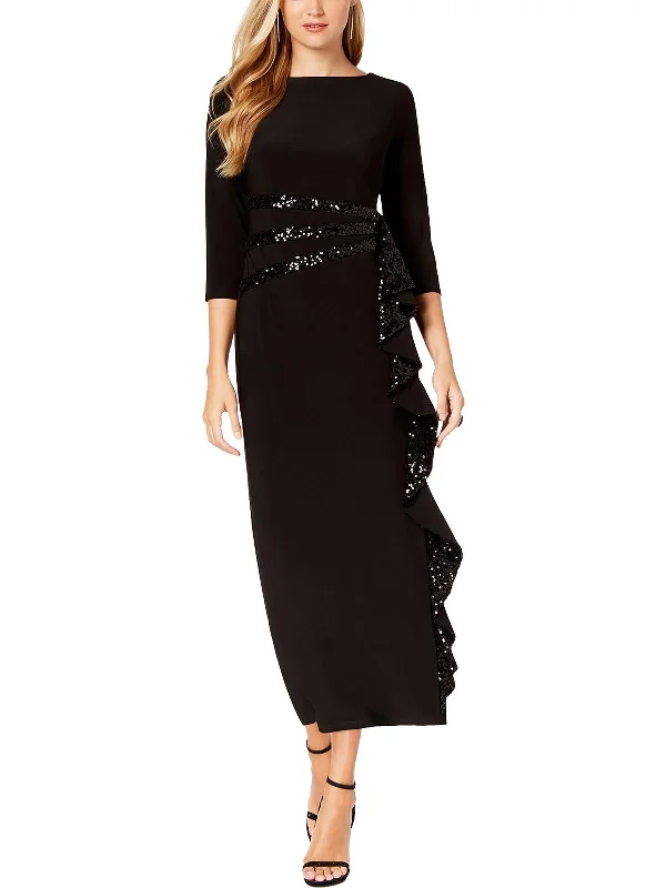 How to match prom shoes with your dress-Womens Cascading Sequin Evening Dress