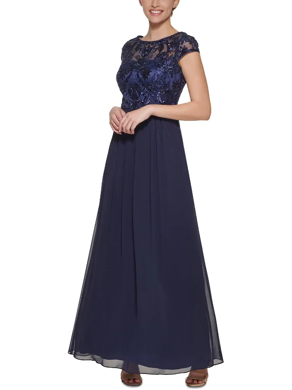 Tips for finding the best prom dress for your body-Womens Chiffon Embroidered Evening Dress
