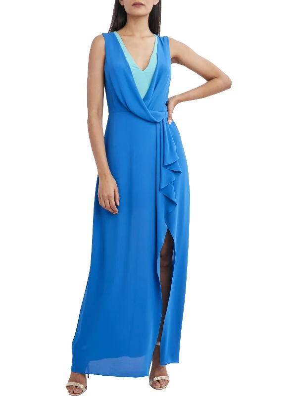 How to pick a prom dress that suits your personality-Womens Chiffon Faux Wrap Evening Dress