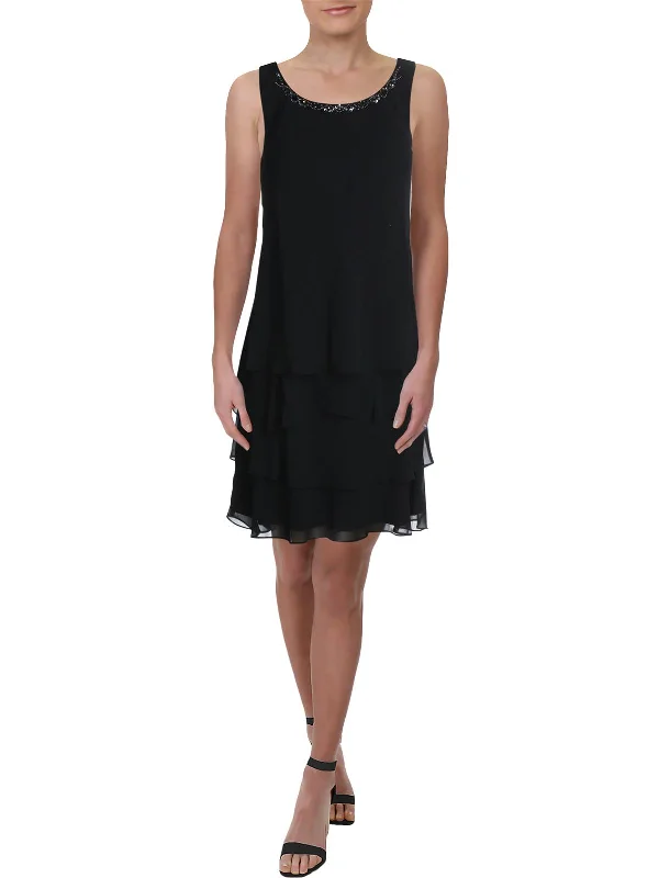Prom dress shopping tips for beginners-Womens Chiffon Sleeveless Cocktail Dress