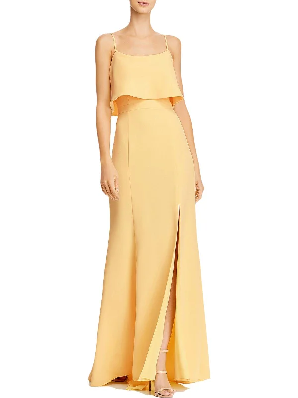 Choosing the right prom dress for your age-Womens Crepe Scoop Neck Evening Dress