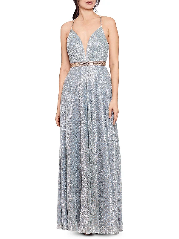 Best prom dresses for formal black-tie events-Womens Crinkled Embellished Evening Dress