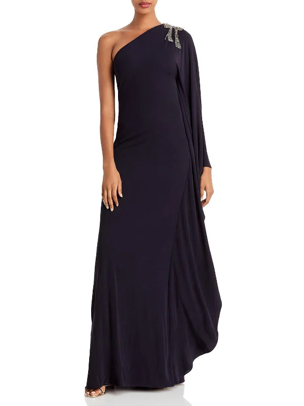 Is it better to wear a dress or suit for prom-Womens Drapey Long Evening Dress