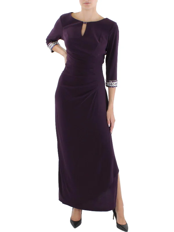 Affordable prom dresses with free shipping-Womens Embellished Maxi Evening Dress