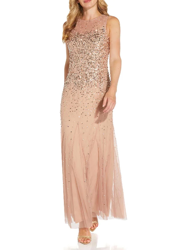 Stunning prom dresses for petite girls-Womens Embellished Maxi Evening Dress