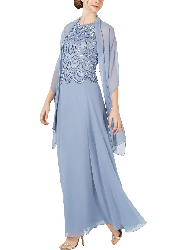 How to pick the best color prom dress-Womens Embellished Popover Evening Dress