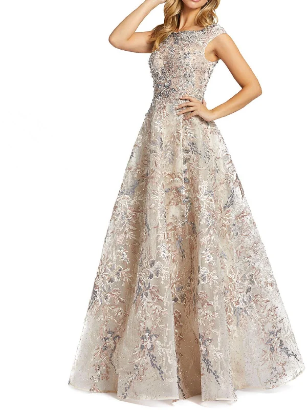 Prom dress shopping tips for a perfect fit-Womens Embroidered Full Length Evening Dress