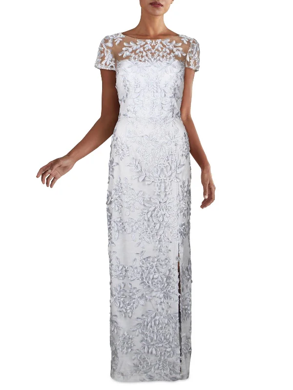 Prom dresses with intricate beading-Womens Embroidered Long Evening Dress