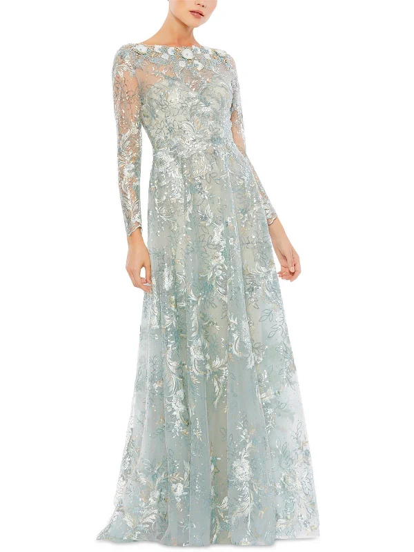 Best stores for prom dress shopping-Womens Embroidered Maxi Evening Dress