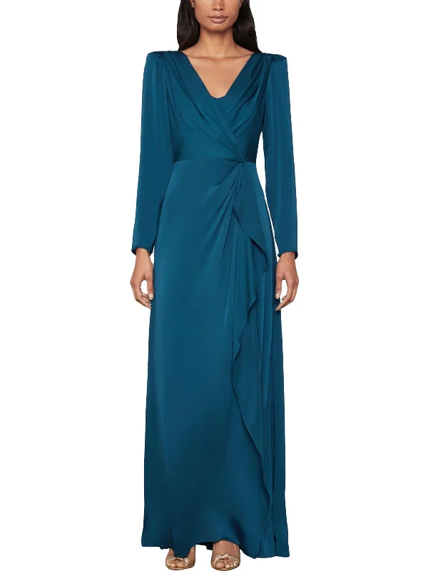 Classic prom dress silhouettes for a timeless look-Womens Faux Wrap Double V Evening Dress