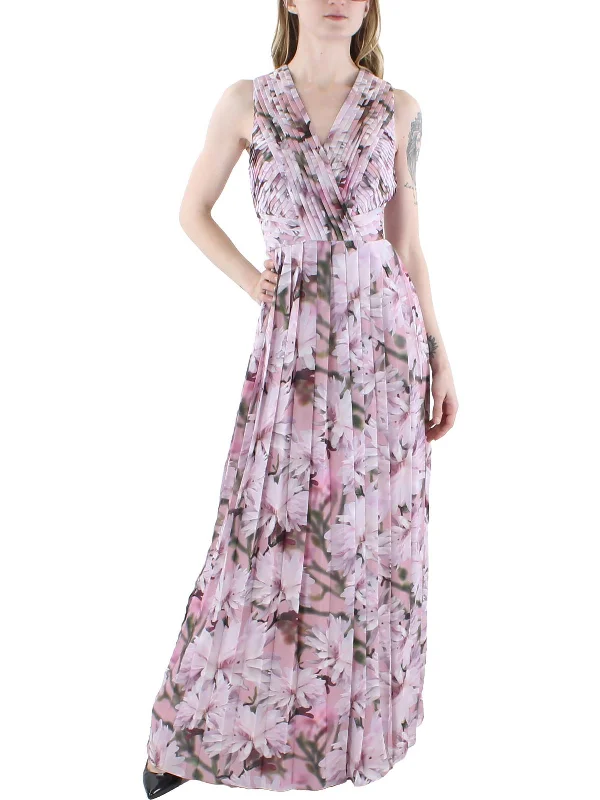 Best prom dresses for the upcoming season-Womens Floral Pleated Evening Dress