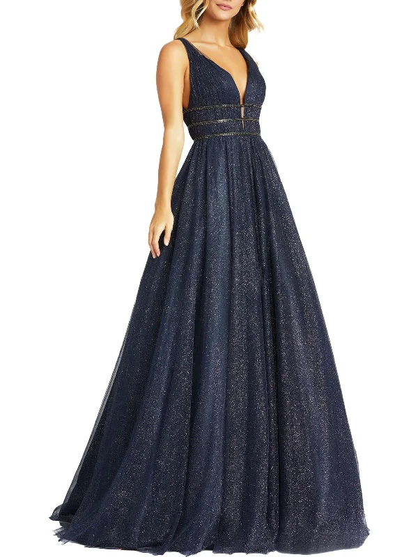 Summer prom dresses for a warm-weather look-Womens Glitter Maxi Evening Dress