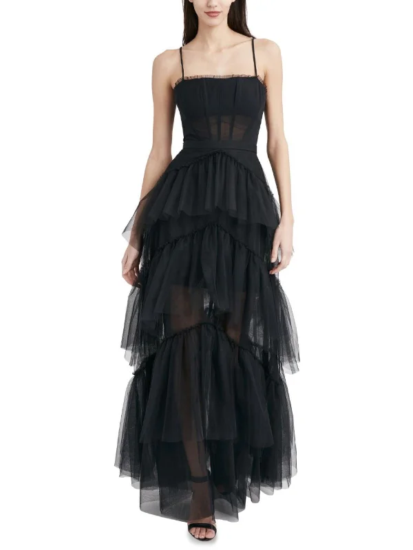 Best tips for choosing the perfect prom dress-Womens Gown Ruffle Evening Dress