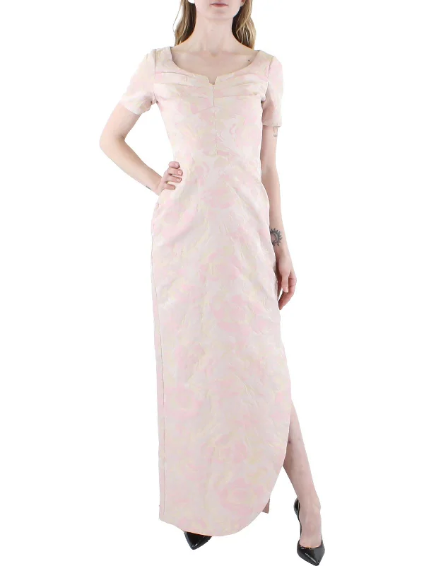 Where to find unique prom dresses-Womens Jacquard Column Evening Dress
