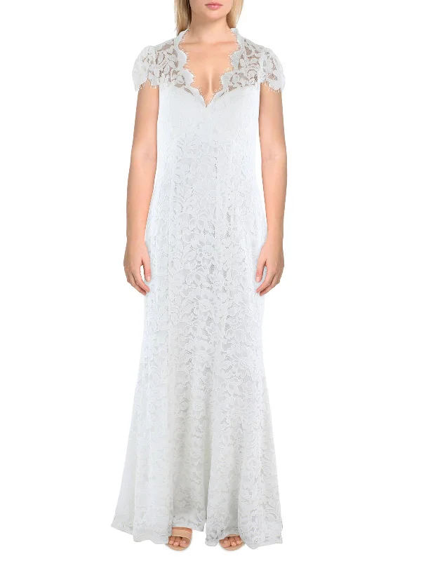 How to make sure your prom dress fits perfectly-Womens Lace V-Neck Evening Dress