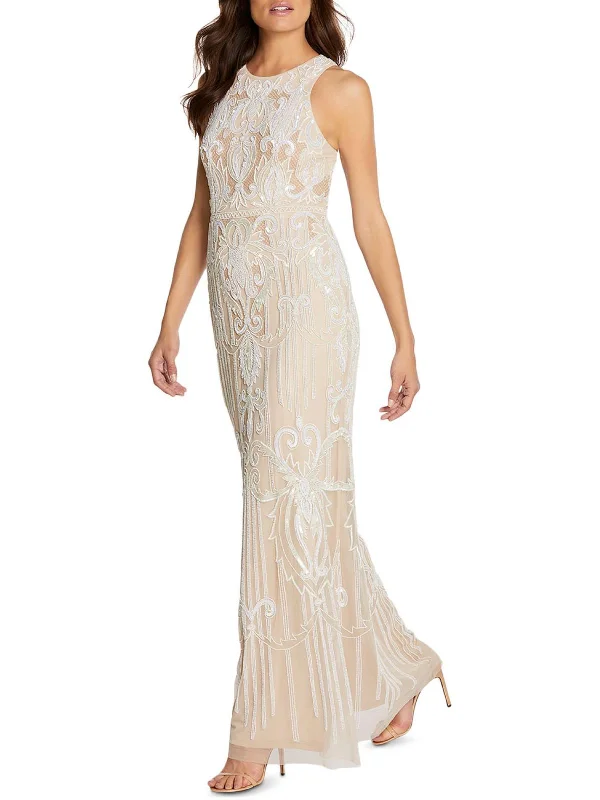 How to wear a shawl with your prom dress-Womens Mesh Embellished Evening Dress