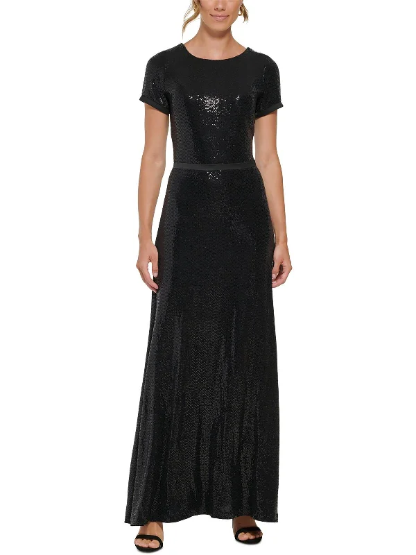 Should I buy a customized prom dress-Womens Metallic Long Evening Dress