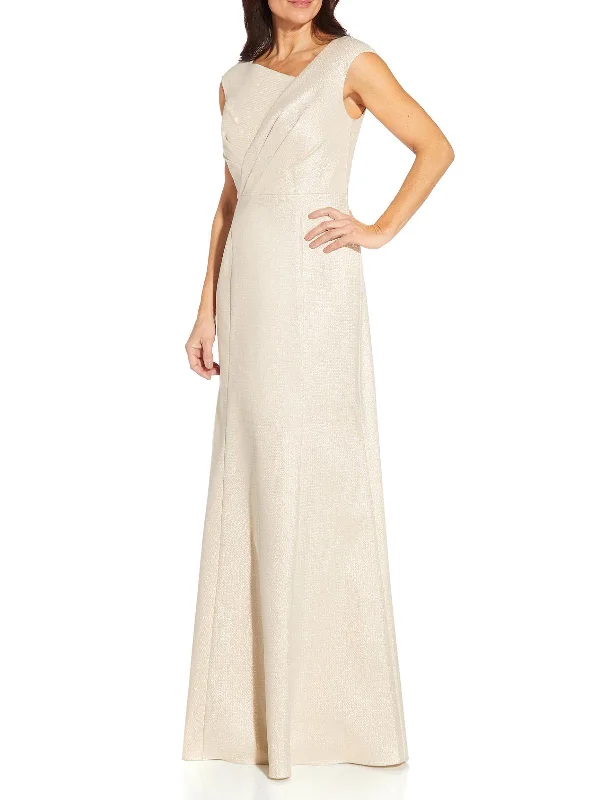 How to look good in a slim-fit prom dress-Womens Metallic Maxi Evening Dress