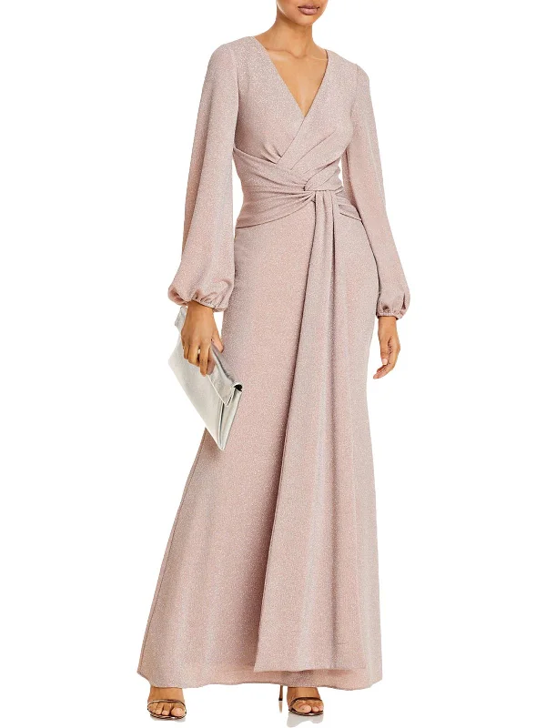 Best prom dresses for your shape and size-Womens Metallic Maxi Evening Dress