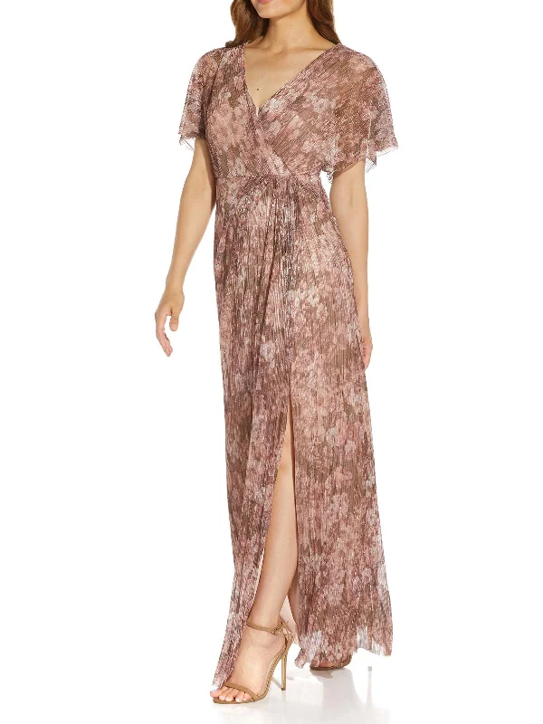 Best fabrics for an elegant prom dress-Womens Metallic Maxi Evening Dress