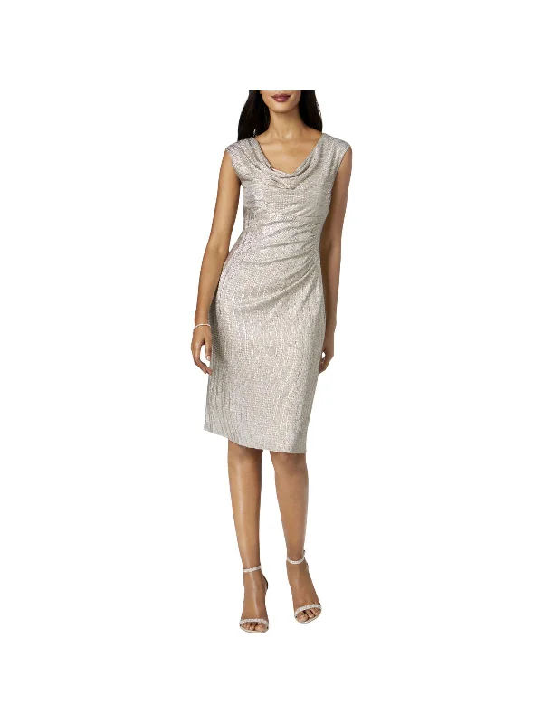How to add a personal touch to your prom dress-Womens Metallic Sleeveless Cocktail Dress