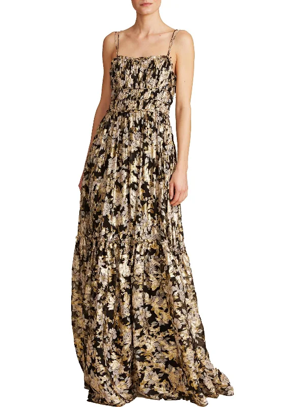 Where to buy budget-friendly prom dresses-Womens Metallic Sleeveless Evening Dress