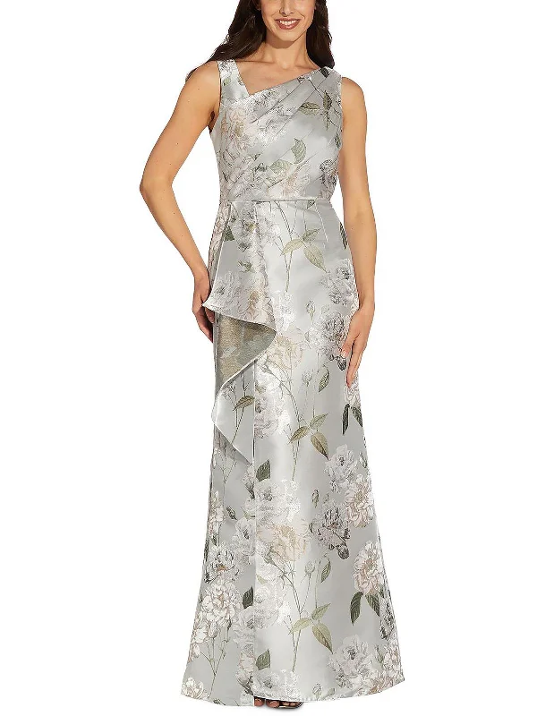 Green prom dresses for a unique appearance-Womens Metallic Slit Evening Dress