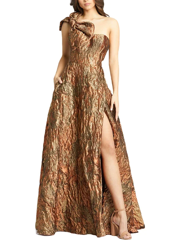 Prom dresses for every budget-Womens Metallic Textured Evening Dress