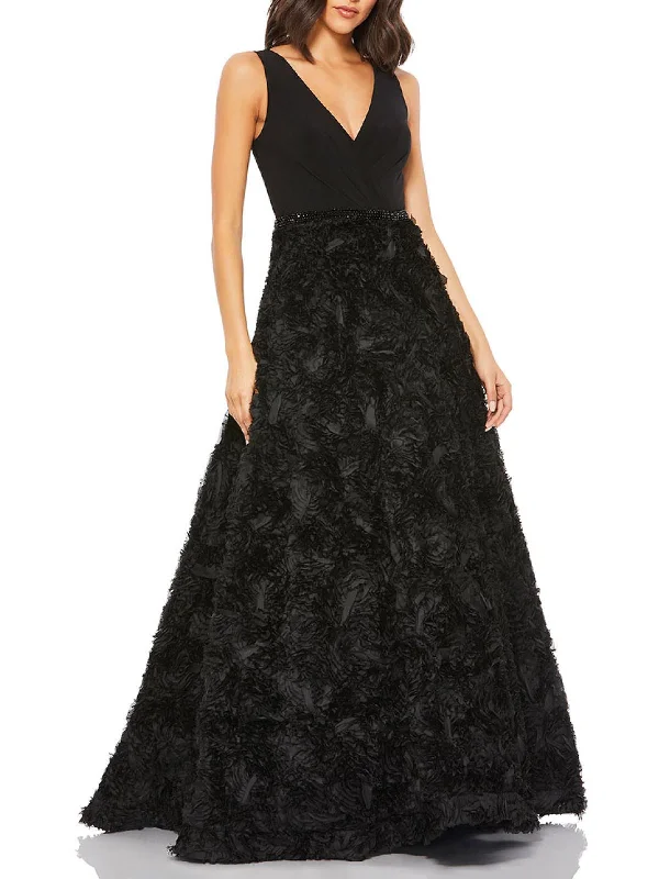 How to make sure your prom dress fits perfectly-Womens Rosette Embellished Evening Dress How to make sure your prom dress fits perfectly-Womens Rosette Embellished Evening Dress