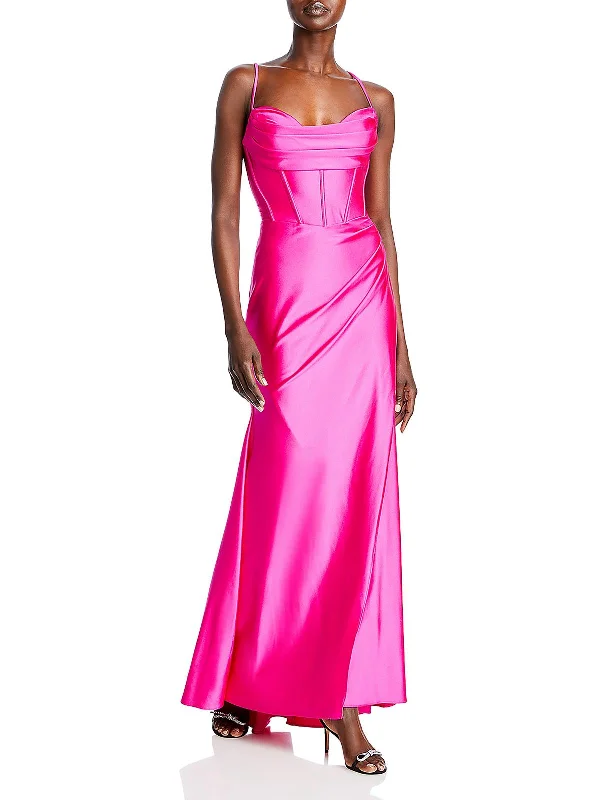 How to look good in a slim-fit prom dress-Womens Satin Corset Evening Dress