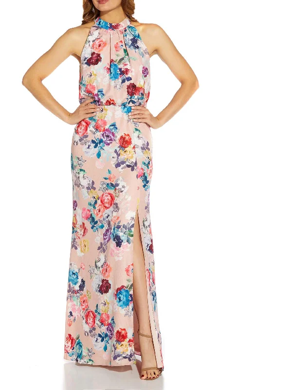 Where to buy prom dresses with free returns-Womens Satin Floral Evening Dress