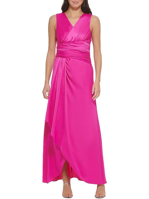 How to find prom dresses with unique designs-Womens Satin Ruched Evening Dress