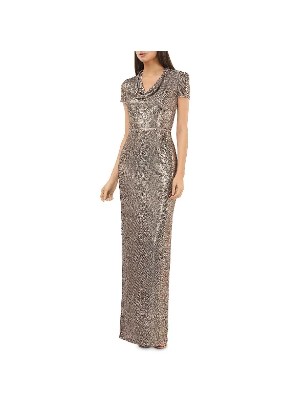 Prom dresses for every budget-Womens Sequined Cowl Neck Evening Dress
