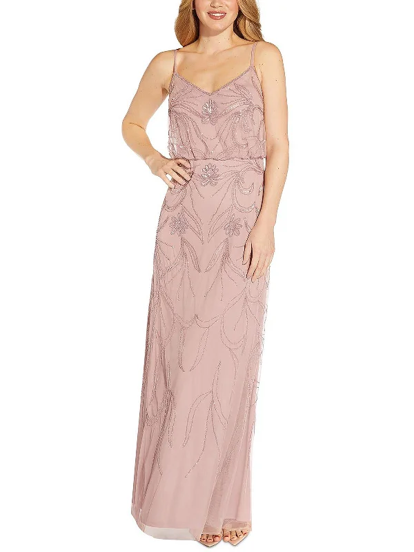 Prom dresses with matching accessories-Womens Sequined Maxi Evening Dress