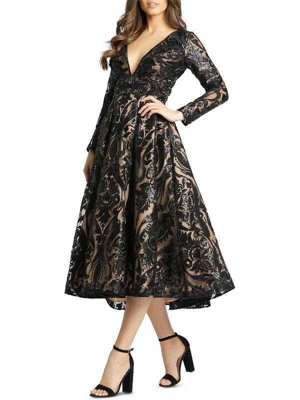 How to fix prom dress alterations at home-Womens Sequined Midi Evening Dress