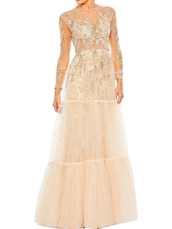 Minimalist prom dresses for a modern look-Womens Sheer Long Evening Dress