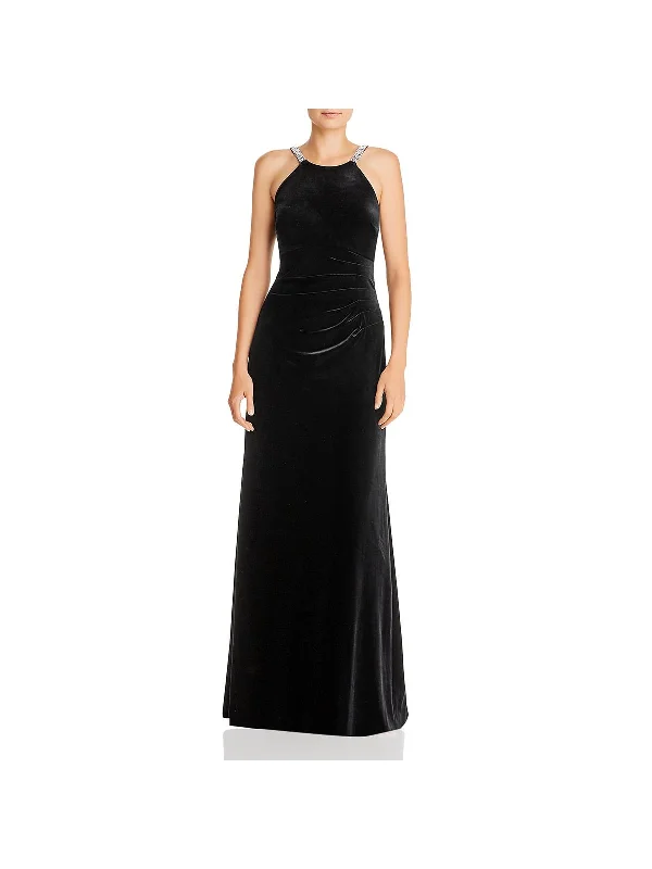Best stores for prom dress shopping-Womens Velvet Embellished Formal Dress