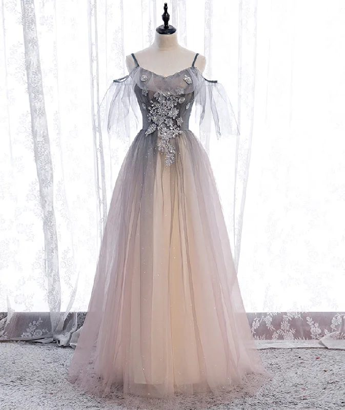 Party Dresses for Formal WearA line tulle lace long prom dress evening dress  8375