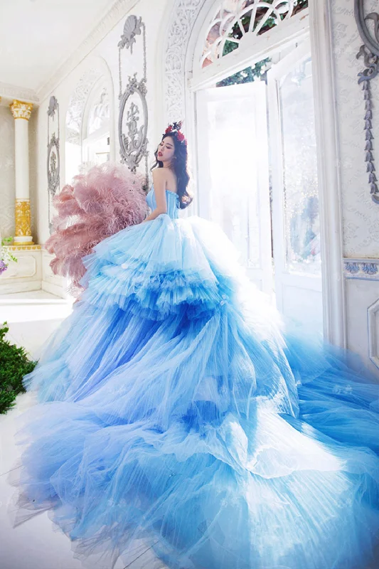 Party Dresses for Grocery ShoppingAmazing tulle long prom dress blue evening dress  8516