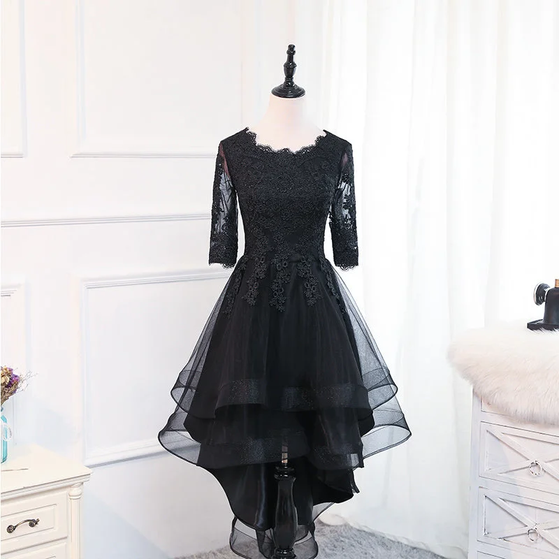 Party Dresses for Networking EventsBlack lace tulle short prom dress, homecoming dress 8033 Party Dresses for Networking EventsBlack lace tulle short prom dress, homecoming dress 8033