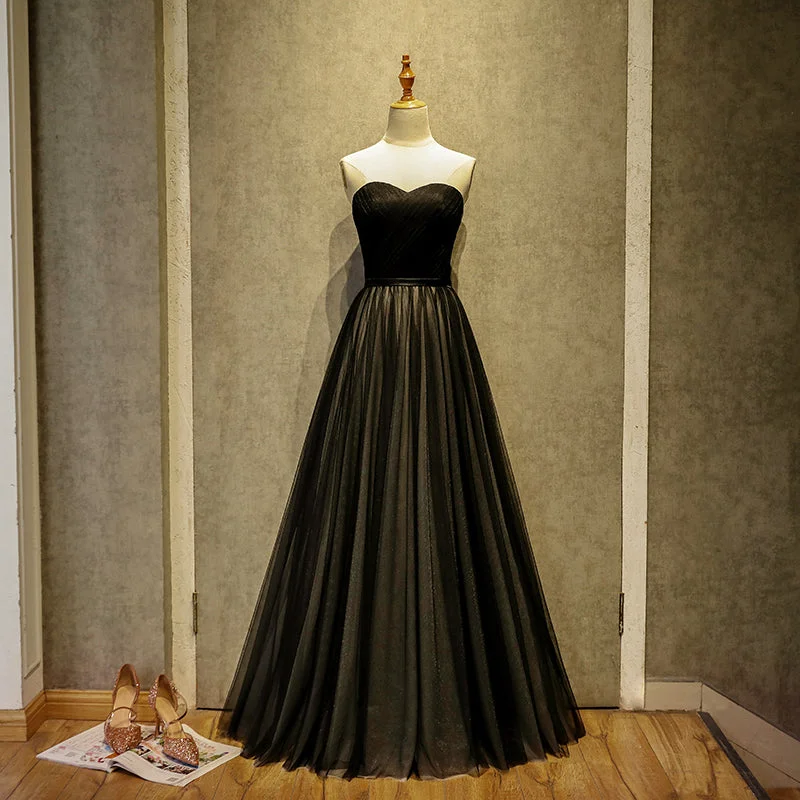 Party Dresses for Style AwardsBlack sweetheart neck tulle long prom dress, black evening dress 7926 Party Dresses for Style AwardsBlack sweetheart neck tulle long prom dress, black evening dress 7926